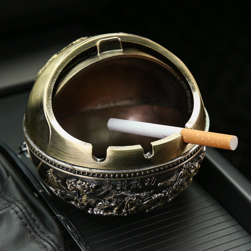 European-Style Ashtray For Home Living Room Metal Creative Personality Office Anti-Fly Ash With Lid Ornament Large Size - Image 4